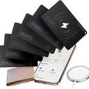 Wallet Tracker Card IP68 Waterproof Bluetooth Tracker for Wallets, Passport, Work with Apple Find My, Wireless Charging, iOS Only [Apple MFi Certified]- 6pcs / 1* Wireless Charger