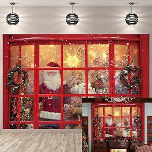 Christmas Santa Claus Photography Backdrop Xmas Winter Shop Window Gifts Horse Santa Claus Background Photo Booth 10x8FT
