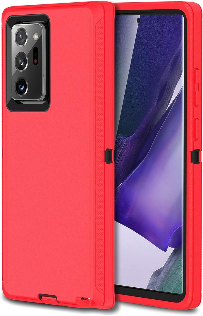 MXX Case for Galaxy Note 20 Ultra Case Heavy Duty Protective Case with [3 Layers] Rugged Rubber Shockproof Protection Cover for Galaxy Note 20 Ultra (Red/Black) (Galaxy Note 20 Ultra Case 6.9 inch)