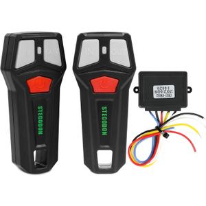 12V Wireless Winch Remote Control Kit 2 Remotes 98 FT Range Universal Replacement for 5-Wire Control Group Contactor Truck ATV SUV Off-Road Recovery