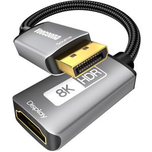 DisplayPort 1.4 to HDMI 2.1 Adapter [8K@60Hz, 4K@120Hz] Unidirectional DP Source to HDMI Display Converter Display Port Adapter for PC RTX/AMD Card - Not Work with PS5
