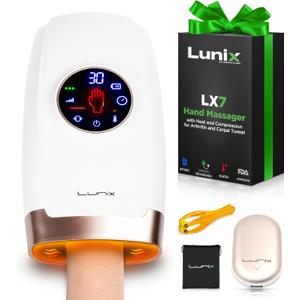 Lunix LX7 FSA Carpal Tunnel & Wrist Pain Relief Device, Heated Air Compression Hand Massager for Arthritis, Mothers Day Gifts for Women & Mom, Touchscreen, Lunar White