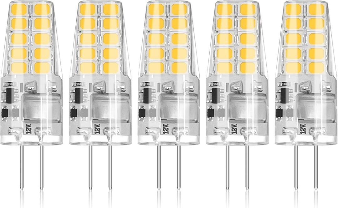 BUBO 5 Pack G4 LED Bulb 2W Equivalent 30W 3000K Warm White 250 Lumens 360Beam Angle, T3 Halogen Bulb Replacement Landscape Bulbs, AC/DC 12V Led Lights G4 Bi-Pin Base for Outdoor Landscape Lighting