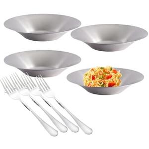 GOVNPJ Stainless Steel Plates - 10.6 Inch Unbreakable Dinner Plates for Indoor & Outdoor Use - Perfect for Spaghetti, Salad, Desserts & More - Durable, Easy to Clean & Dishwasher Safe
