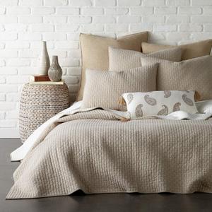 Levtex Home Cross Stitch Reversible King/Cal King Quilt Set (106x92in) and 2 Pillow Shams (36x20in) - Stitch Texture - Taupe - Cotton King Size Quilt Bedding Set - Lightweight Soft Pre-Washed