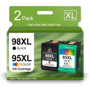 95 98 Ink Cartridge Remanufactured for HP 95XL 98XL C9364WN C8766WN Ink Work for OfficeJet 100 H470 Deskjet D4160 5940 6980 PhotoSmart 8050 2575 Printer (1 Black 1 Tri-Color)