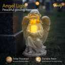 TIALLY Solar Angel Garden Statue with Glowing Candle Large Angel Figurines with Soft Glow, Weatherproof Outdoor Statues for Memorial Decor, Yard, Lawn or Cemetery Use, Angels Gifts for Women