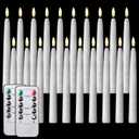 Tuanse 20 Pack White Flameless Taper Candles Flickering Bulk Long LED Advent Candlesticks Battery Operated with Remote and Timer 3D Realistic Wick Lights for Wedding Valentines Window Decor (8.46")