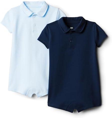 Amazon Essentials baby-boys Short Sleeve Romper, Set of One, Blue 24 M