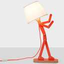 Fun Desk Lamp for Kids Bedside Bedroom - Creative Swing Arm Modern Unique Reading Wood Table Light for Living Room Girls Boys Quirky Gift - Oran Orange, Bulb Included