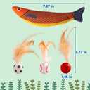 Cat Bouncy Ball with Feather and Catnip Fish Toy set, Soft Cat Toys Fish Shaped Catnips Toys, Interactive Chew Catnip Kicker Toy With Crinkle Sound, Feather Ball For Indoor Cats Kitten (Sport)