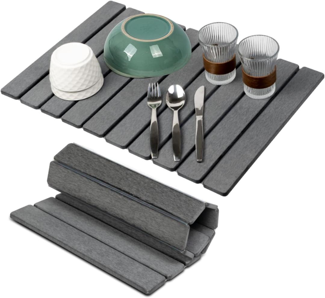 Stone Drying Mat for Kitchen Counter,24"x16" Large Dish Drying Mat,Stone Bath Mat,Quick Drying Fast Absorbent Diatomaceous Drying Matt Kitchen Counter for Dishes Bottles Cups Bathroom Any Countertop