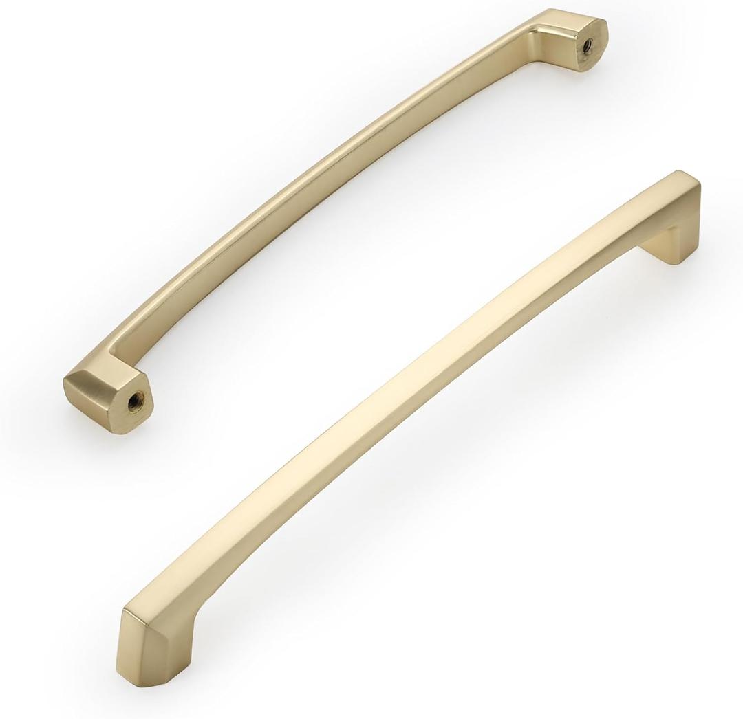 Amerdeco 10 Pack Brushed Brass Cabinet Pulls 9 Inch(228MM) Hole Centers Kitchen Cabinet Handles Hardware Kitchen Handles for Cabinets Cupboard Handles Drawer Pulls ZH0032