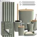 Clara Clark Bathroom Accessories Set - Bathroom Set, Bathroom Sets with Shower Curtain and Rugs, Shower Curtain Set with Trash Can - Sage Green - 22PC