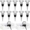 12 Pieces Beverage Bottle Stopper Corks Reusable Diamond Plug  Corks for Bottles Crystal Bottle Stopper for Decorative Accessories with Individual Present Box