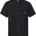 Alimens & Gentle Short Sleeve Fishing Shirt Wicking Fabric Sun Protection Casual Button Down Shirts (4X-Large, Black)