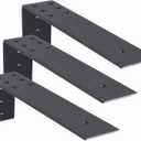 10 Inch Countertop Support Bracket, 3 Pack Solid Iron Steel Heavy Duty Hidden Floating L Shelf Brackets 1/4 Inch Thick, Shelving Support Metal Hardware for Mantel Granite Countertop