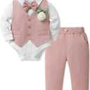 SANMIO Baby Boy Easter Outfit 0-18M Baby Boys Suit 4pcs Baby Boy Dress Clothes Infant Tuxedo Sets