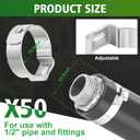 Duraaamo Irrigation Sprinkler Clamp Pinch Double Gripping Leakproof Hose Pipe Clamps, Solution for Leaking of Drip Irrigation Kit Connector for Pipe and Fittings, Stainless Steel (50 Pcs,1/4")