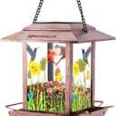 DesGully Solar Bird Feeders for Outdoors - 2.5 LBs Metal Wild Large & Small Bird Feeder for Outside Hanging, Gift Ideas for Avian Enthusiast Garden Yard Seeds (Chew-Proof, Weather Resistance)