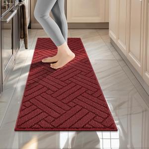 Kitchen Rugs and Mats for Floor,Red Kitchen Runner Rug 20"x59" Washable Non Skid Absorbent Resist Dirt Comfort Standing Mat for Entryway,Hallway, Front of Sink,Christmas Kitchen Decor (1'8" x 4'11" (Runner))