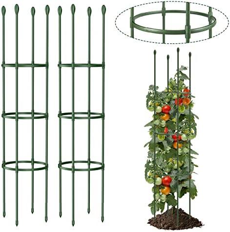 LOMNYIY Garden Trellis, Tomato Cage Tall Plant Support Climbing Vines Flowers Stands Cucumber Trellis Plant cage(Tall 55.1 inches，2 Pack)