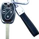 Key Fob Cover Case Compatible with Honda Accord Civic Cr-V Cr-Z Fit Odyssey Crosstour Accessories (Black)