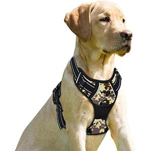 BARKBAY No Pull Dog Harness Front Clip Heavy Duty Reflective Easy Control Handle for Large Dog Walking (Desert camo, Large)