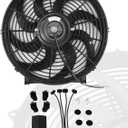 14" inch Slim Fan Push Pull Electric Radiator Cooling Fans 12V Mount Kit Unversal Black