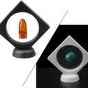 6 Pcs 3D Floating Display Case Frame Display Holder Stands Inner Round Transparent PE Film Storage Box for Jewelry Challenge Coin Medal Antique 3.5 x 3.5 x 0.8 Inches Black and White