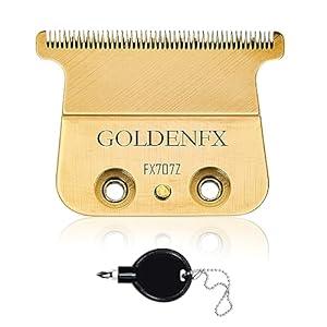 FX707Z DLC Replacement Blades compatible with B*Byl*ss Barberology Trimmer Blade,DLC 2.0 Trimmer Replacement Trimmer Blades compatible with B*Byl*ss FX787 & FX726 Trimmer (Golden 707Z/1PC)
