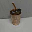 BLUEPOLAR 13oz/400ml Glass Water Tumbler with Straw and Lid Sealed Carry On Thick Wall Iced Coffee Cup Glass Cup for Water, Iced Tea Fruit Juice Etc (Amber