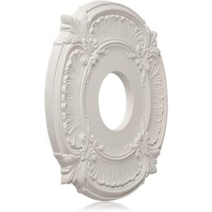 2 Pack White Home Lighting Ceiling Medallions Molded Plastic, 13" OD x 3-1/2"ID x 3/4" P