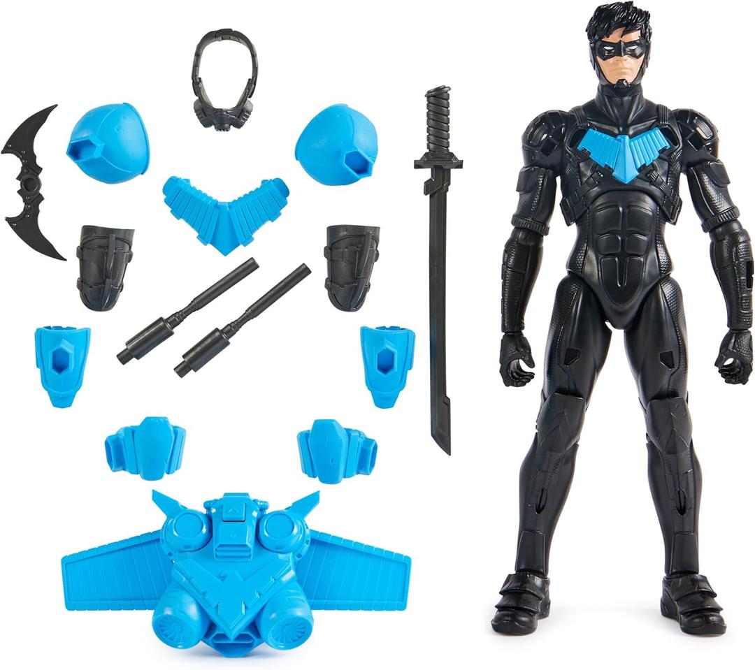 DC Comics, Batman Adventures, Nightwing Action Figure, 15 Armor Accessories, 17 Points of Articulation, 12-Inch, Super Hero Kids Toy for Boys & Girls (Multicolor)