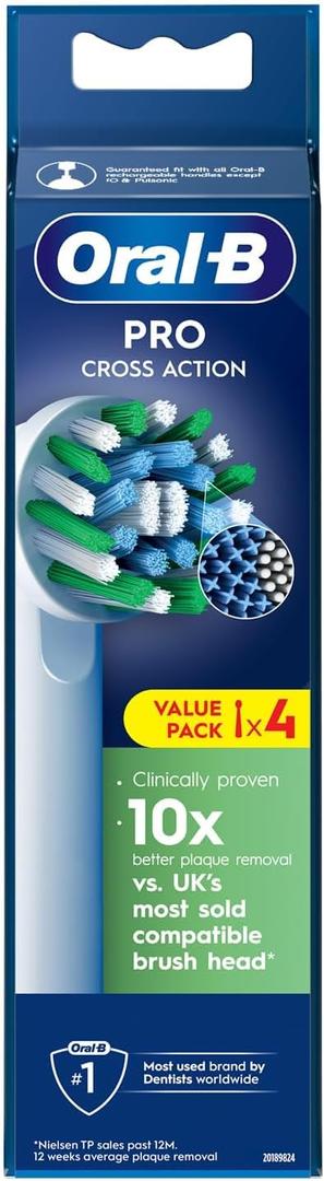 Oral B Cross Action Electric Toothbrush Replacement Brush Heads Refill, 4Count (4 Count (Pack of 1))