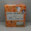 Pura Size 5 Eco-Friendly Diapers (24-35 lbs) Totally Chlorine Free (TCF), Hypoallergenic, Soft Organic Cotton, Sustainable, up to 12 Hours Leak Protection, Allergy UK, 6 Packs of 20 (120 Diapers)