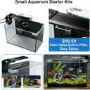 FS&AQ 2.5 Gallon Betta Fish Tank with Filter Light and Lid Small Aquarium Starter Kit Perfect for Desktops Offices or Beginners