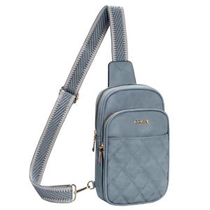 ICOLRAE Small Sling Bag for Women Vegan Leather Crossbody Bags Fanny Pack Chest Bag Travel Purse with Adjustable Guitar Strap (Blue)