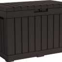 Keter Kentwood 50 Gallon Resin Deck Box-Organization and Storage for Patio Cushions, Throw Pillows and Garden Tools, Brown