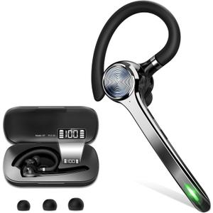 HEIBAS Bluetooth Headset, Wireless Bluetooth Earpiece with 500mAh Charging Case 72 Hours Talking Time Built-in Microphone for iOS Android Cell Phone, V5.1 Hand-Free Headphones for Trucker, Office (Black) HEIBAS Bluetooth Headset, Wireless Bluetooth Earpiece with 500mAh Charging Case 72 Hours Talking Time Built-in Microphone for iOS Android Cell Phone, V5.1 Hand-Free Headphones for Trucker, Office (Black)