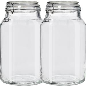 1 Gallon Glass Jar with Lid,2 Pack Large Gallon Mason Jar with Airtight Lids,Wide Mouth Glass Pickling Jars for Canning,Fermenting,Preserving