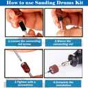 Sanding Drum Set for Most Rotary Tools-Includes 138 Aluminum Oxide Drum Sander Sanding Sleeves (80,120,240 Grit),12 Drum Mandrels and 9 Sanding Bits,Sanding Bits Tool Accessories with Box