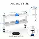 Clamp on Desk Shelf White, 24in 2-Tier Office Desk Shelves Organizer, Shelf for Top of Desk with Headphone Holder and Hooks, Desktop Storage Rack for Home Workspace, Study Rooms, Gaming Accessories