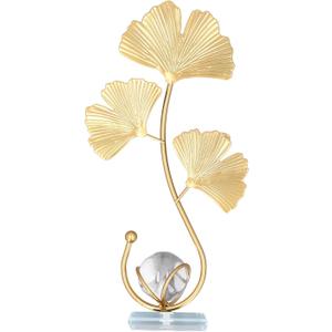 Exquisite Metal Leaf Crystal Ball: Suitable for Living Room Office Fashion Nordic Desk Decoration (Ginkgo Leaf)