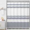 AmazerBath Navy Blue Shower Curtain, Blue and White Striped Bathroom Shower Curtain with 12 Shower Curtain Hooks, Rustic Fabric Blue and White, 72x72 Inches