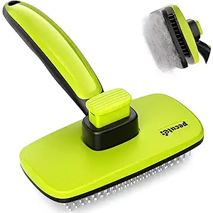 Pecute Self-Cleaning Slicker Brush for Dogs, Cats, Lightweight Dog Brush for Shedding Massaging Grooming, Cat Brush Gently Removes Loose Fur Undercoat for Dogs Cats Rabbits of All Hair Types L