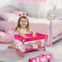 BABESIDE Baby Doll Crib for 18" Reborn Dolls,Baby Doll Bed with Storage Bag, Reborn Babydolls Accessories for Age 3+,Doll Crib Playpen for Kids Age 3+,Pink