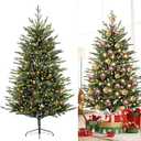 6.2ft Prelit Clear LED String Lights Classic Blue Spruce Artificial Christmas Tree | PVC Needle Foliage | Easy Storage with Storage Bag | Indoor Holiday Display