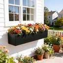 2 Pack Metal Railing Planter Box, 30 Inch Balcony Planters with Adjustable Brackets, Large Hanging Planters for Outdoor Fence Deck