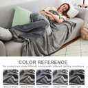 Hansleep Fleece Queen Blanket for Bed Fleece Grey, Queen Size Super Soft Flannel Fuzzy Gray, Plush Cozy Blanket for All Seasons, Grey, Queen 90x90 Inches
